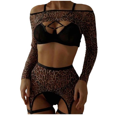 Xzhgs Women S Lingerie Set Black Women S Lace Leopard Strap Passionate