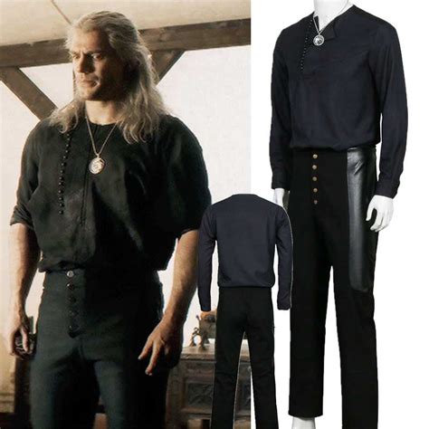 Witcher Saison 1 Geralt von Rivia Cosplay Kostüm mit Halskette