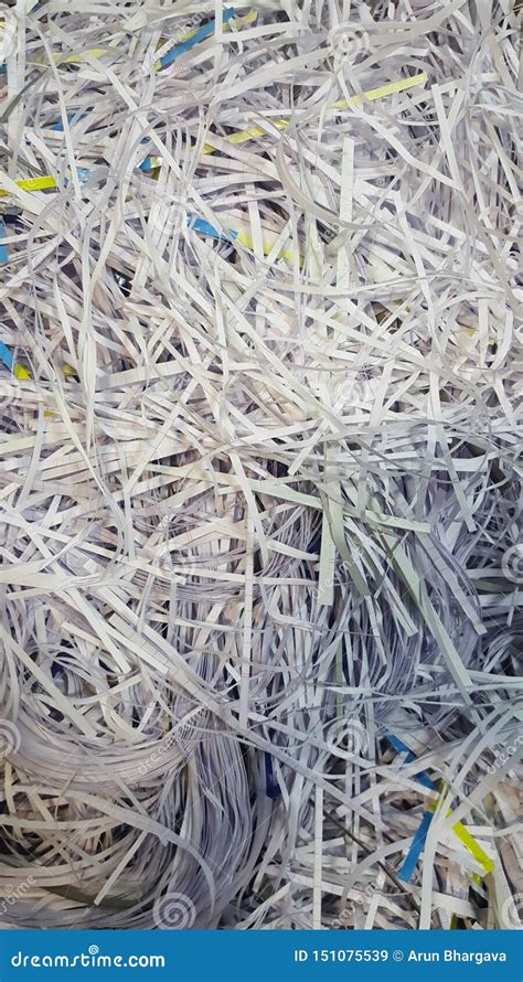 Long Shredded Paper Strips Accumulated As Waste Stock Image Image Of