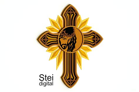 3d Jesus Cross SVG DXF Cut Files Layered Jesus SVG By SteiDigital