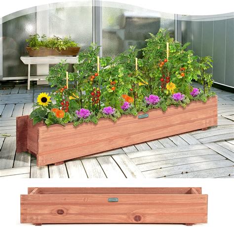 Costway Blumenkasten Hochbeet Holz Gartenbeet Für Gemüse Obst