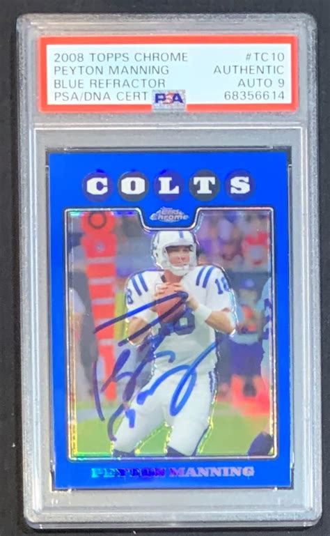 Amazon Peyton Manning Topps Chrome Blue Refractor Football