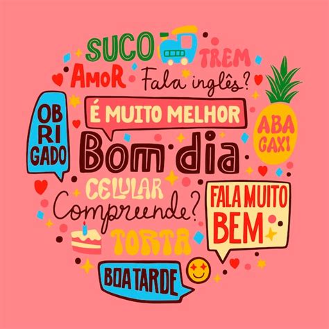 Ilustração De Texto Em Português Brasileiro Desenhada à Mão Vetor Grátis