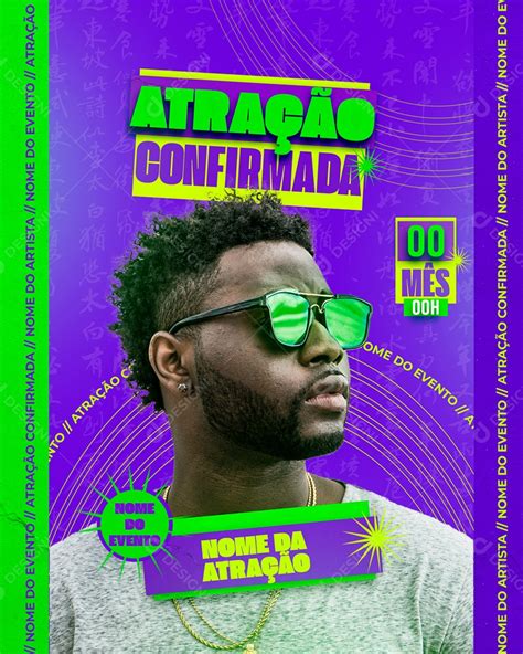 Flyer Atração Confirmada Artista Social Media PSD Editável download