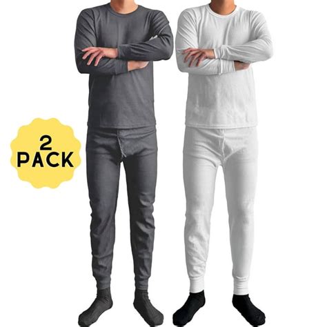 Ventana Mens 2pc 100 Cotton Thermal Underwear Set Long Johns