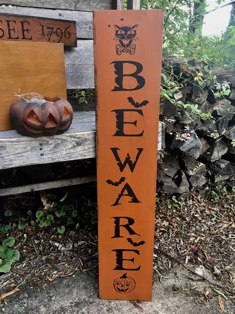 Beware Halloween Sign Halloween Sign Porch Sign Halloween - Etsy