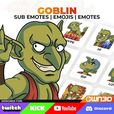 Goblin Emotes 8 Pack twitch Kick Youtube Discord - Etsy