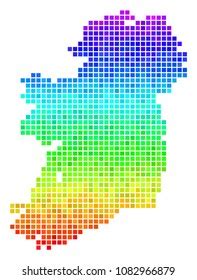 Spectrum Dotted Pixelated Ireland Island Map Stock Vector Royalty Free