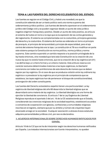 EclesiaŚTICO TEMA 4 tema 4 TEMA 4 LAS FUENTES DEL DERECHO