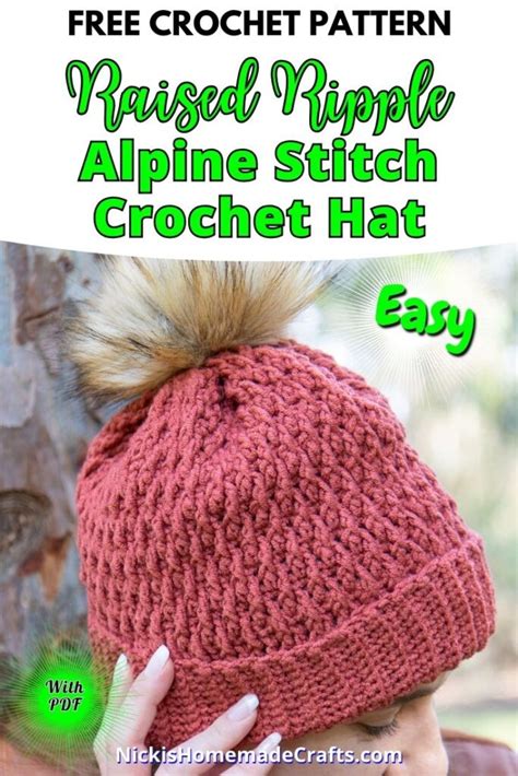 Raised Ripple Alpine Stitch Crochet Hat Free Pattern Nicki S