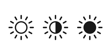 Brightness control icons set. Contrast level icon. Screen brightness ...