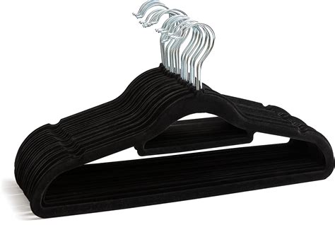 20 Non Slip Velvet Hangers Heavy Duty Black Felt Coat Hangers 360