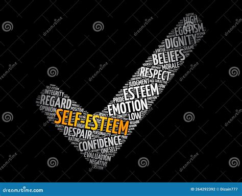 Self Esteem Check Mark Word Cloud Concept Background Stock