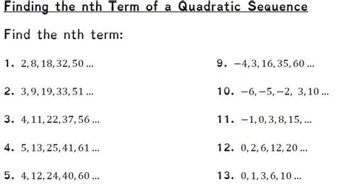 Nth Term Of A Sequence Gcse Maths Steps Examples Worksheets Library