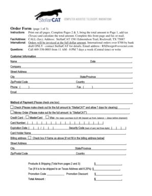 Fillable Online Order Form Page 1 Of 3 Instructions Print Out All