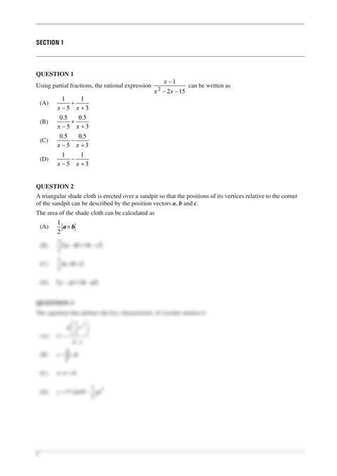 Solution Qce Specialist Mathematics Units Paper Multiple Choice