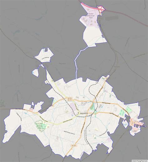 Map of Laurens city, South Carolina