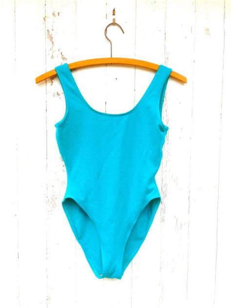 80s Leotard High Cut Leg Size S M Gilda Marx Turquoise Blue Etsy