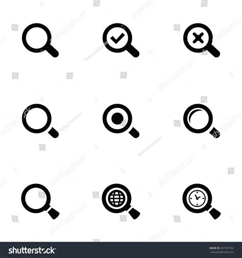 Search Icons Set Black On White Stock Vector (Royalty Free) 207781552 - Shutterstock