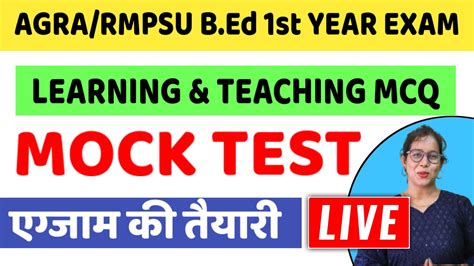 Agra Rmpsu B Ed St Year Exam Mcq On Learning And Teaching