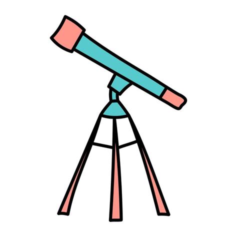 Telescopio De Vector Dibujado A Mano En Estilo De Dibujos Animados De