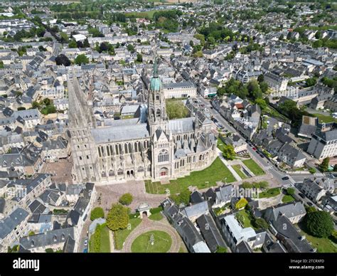 Bayeux Cathedral France Droneaerial High Angle Stock Photo Alamy