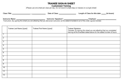 16 Free Army Training Sign In Sheet Templates Printable Samples