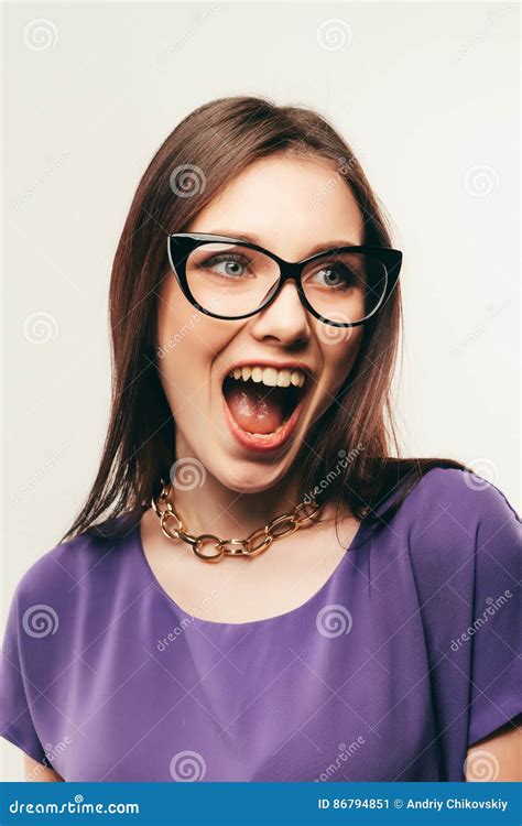 Business Woman In Glasses Smile Stock Image Image Of Beautiful Girl 86794851