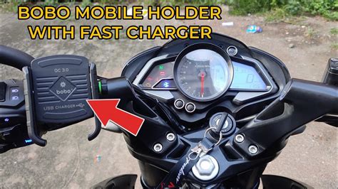 Bobo Mobile Holder With Fast Charger Installed On Pulsar Ns Bs