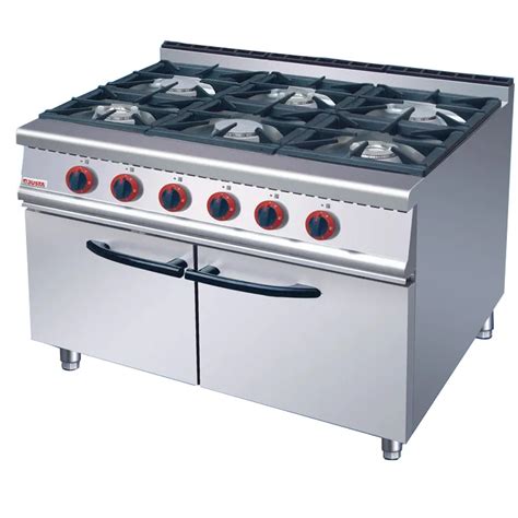 commercial Kitchen Equipment With cabinet 6 Burners Gas Cooking Range ...