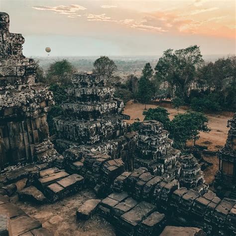 Sunset At Phnom Bakheng Temple In Siem Reap Cambodia Cambodia