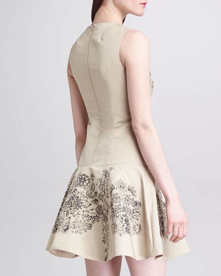 Red Valentino Sleeveless Drop Waist Dress Sand