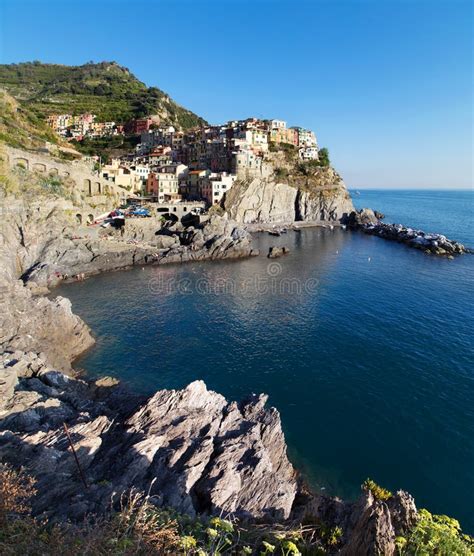 Manarola Klassiek Beeld Van Het Dorp In Het Italiaanse Riviera