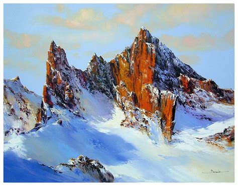 Soleil Sur Les Pics Paysage Montagne Peinture Par Christian Bessede