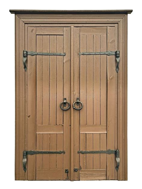 Vintage Wooden Door Double Wooden Door With Large Forged Hinges And