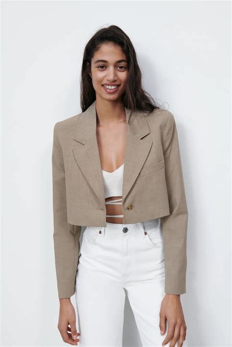 Zara Topstitched Cropped Blazer Best Spring Blazers Popsugar