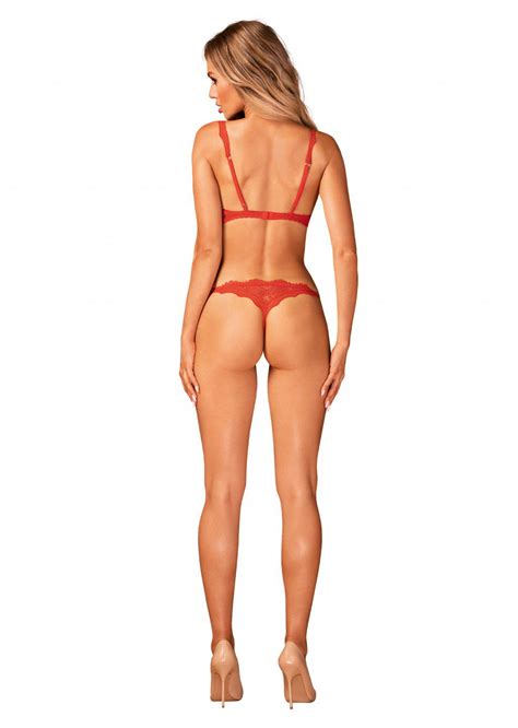 Completo Intimo Aperto Rosso Pezzi Bergamore Milena Lingerie