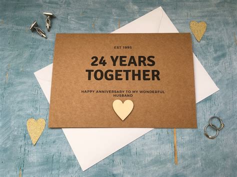 Personalised Custom 24th Anniversary Card 24 Years Together Etsy