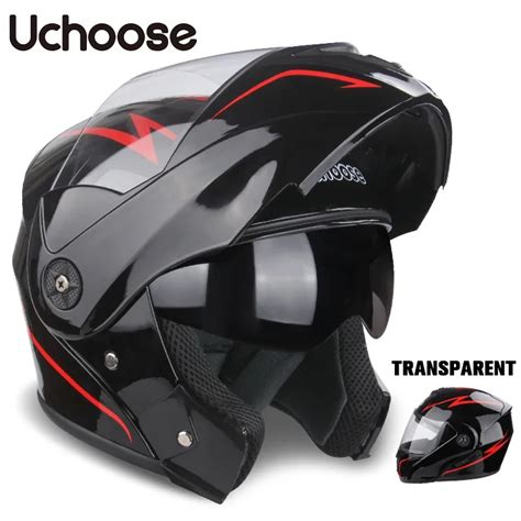 Uchoose Unissex Capacete Da Motocicleta Certifica O Dot Lente Dupla Se