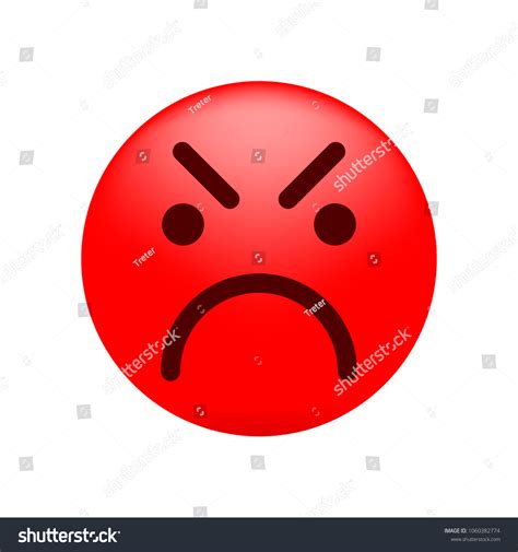 Cute Angry Emoticon On White Background Stock Vector Royalty Free