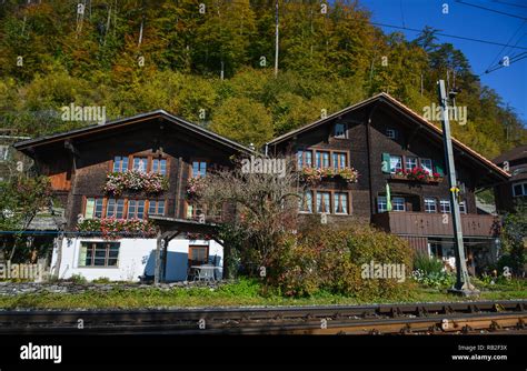 Brienz Switzerland Oct 21 2018 Traditional Swiss Alps Rural Wood