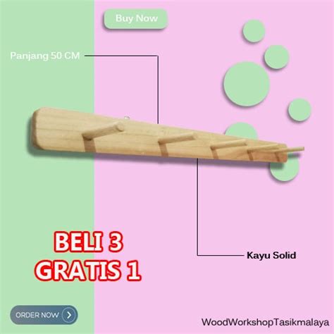 Jual Kapstok Gantungan Kayu Natural Panjang Cm Shopee Indonesia