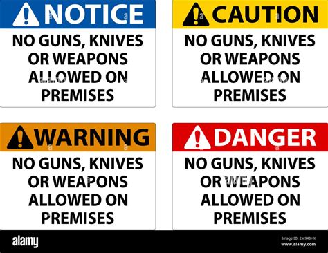 Notice Gun Rules Sign No Guns Knives Or Weapons Allowed On Premises