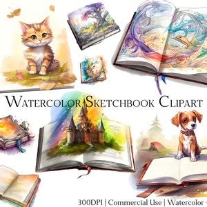 Watercolor Sketchbook Clipart Set of 20 Files With Instant Download ...