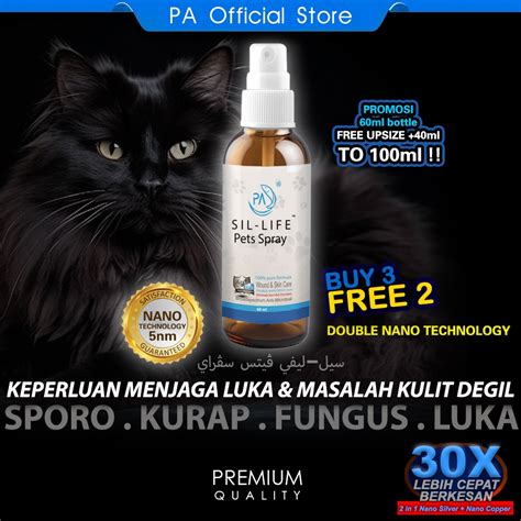 Pa Sil Life Pets Spray 60ml Kurap Kucing Cat Sporo Dog Pet Luka Anjing