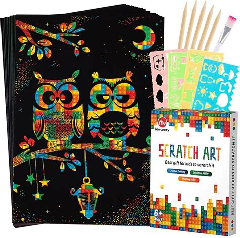 Mocoosy 60pcs Scratch Art Paper Set For Kids Rainbow Magic