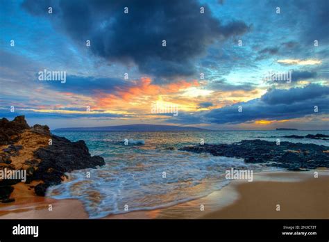 Beautiful Sunset At Twilight At Maui Wai Or Secret Beach Makena Maui