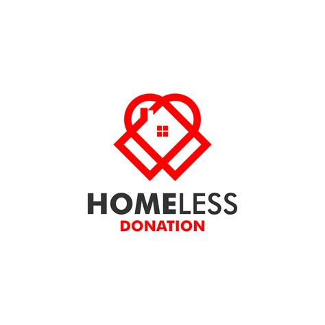 Simple Red Line Charity And Donation For Homeless Logo Design 19566198