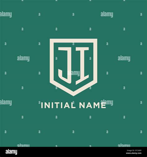 Ji Initial Logo Monogram Shield Geometric Shape Design Vector Graphic