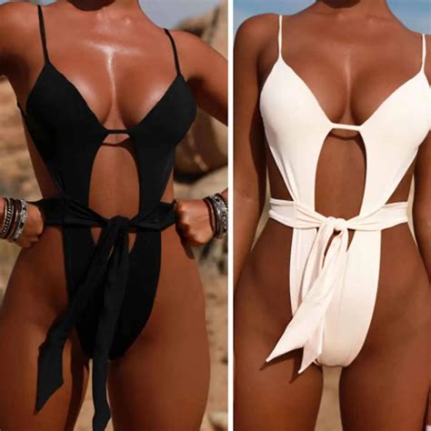 Kayvis 2019 New Sexy High Cut One Piece Swimsuit Backless Swimwear